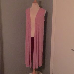 LuLaRoe pink/white long vest